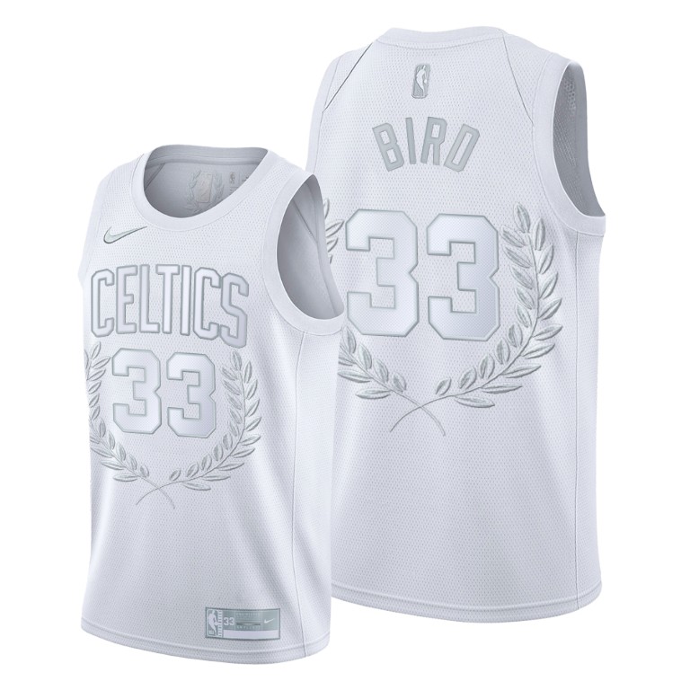 Men's Boston Celtics Larry Bird #33 Glory Limited Hall of Fame Platinum Jersey 2401QDXM